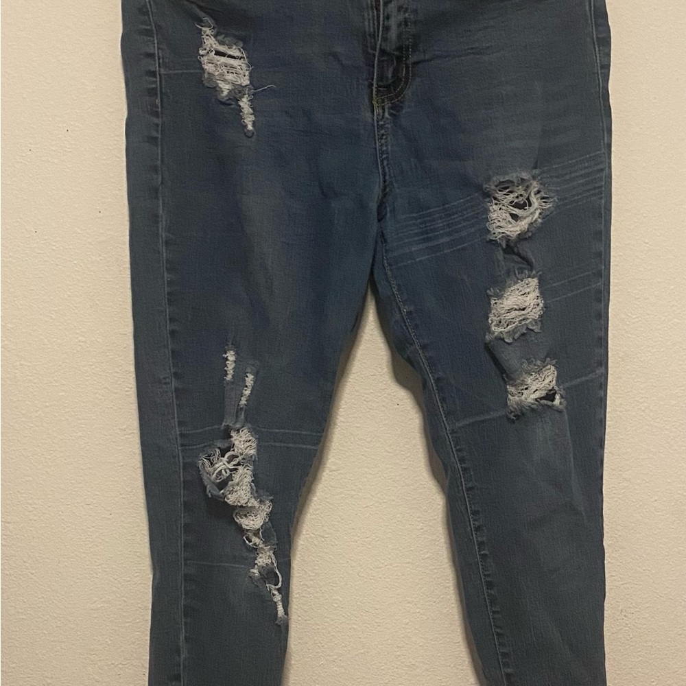 Distressed Blue Jeans